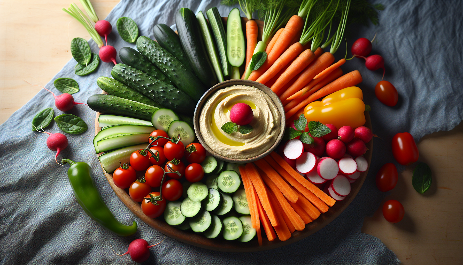 Crunchy Veggie And Hummus Platter