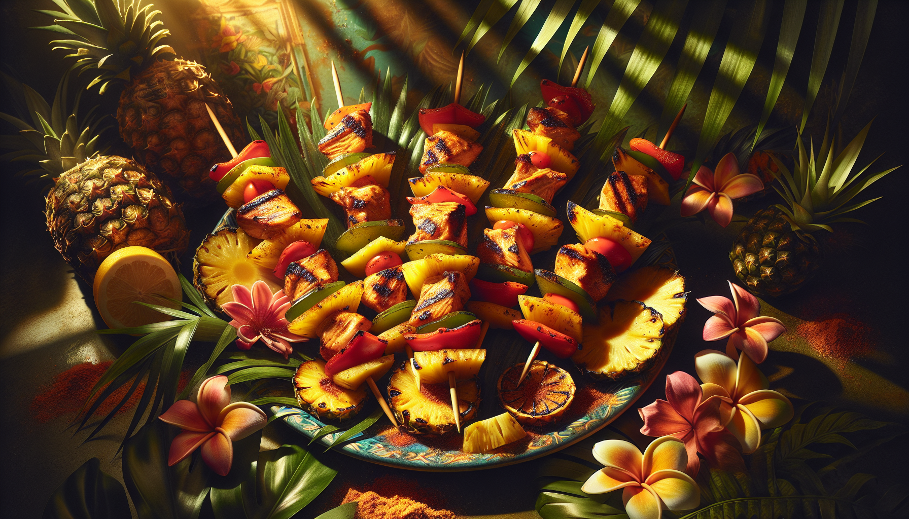 Tropical Tiki Chicken Skewers